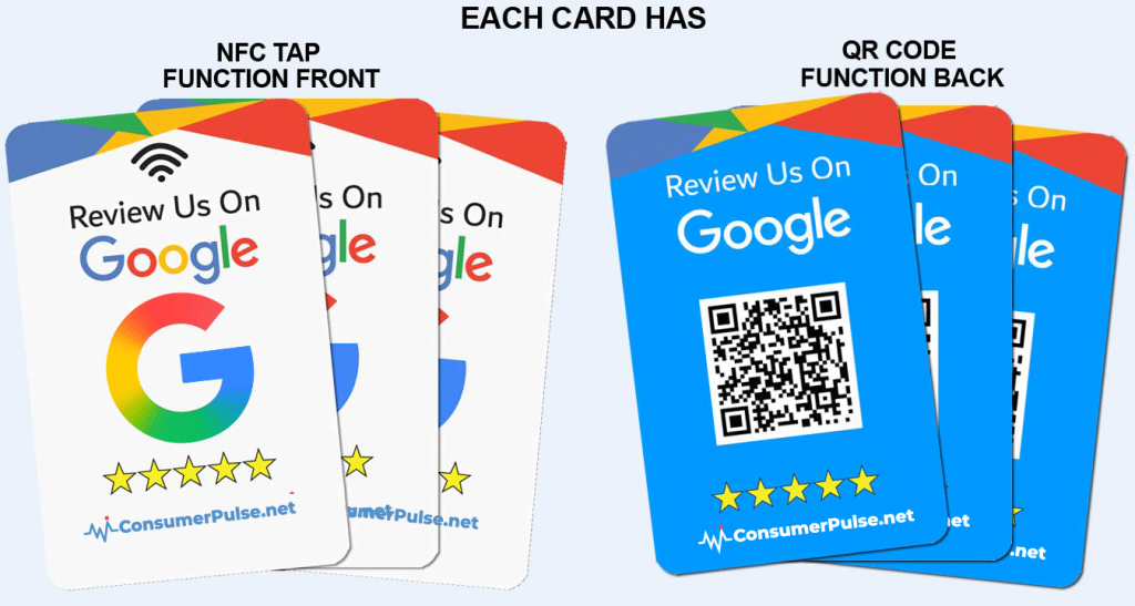 3 nfc tap cards front and back