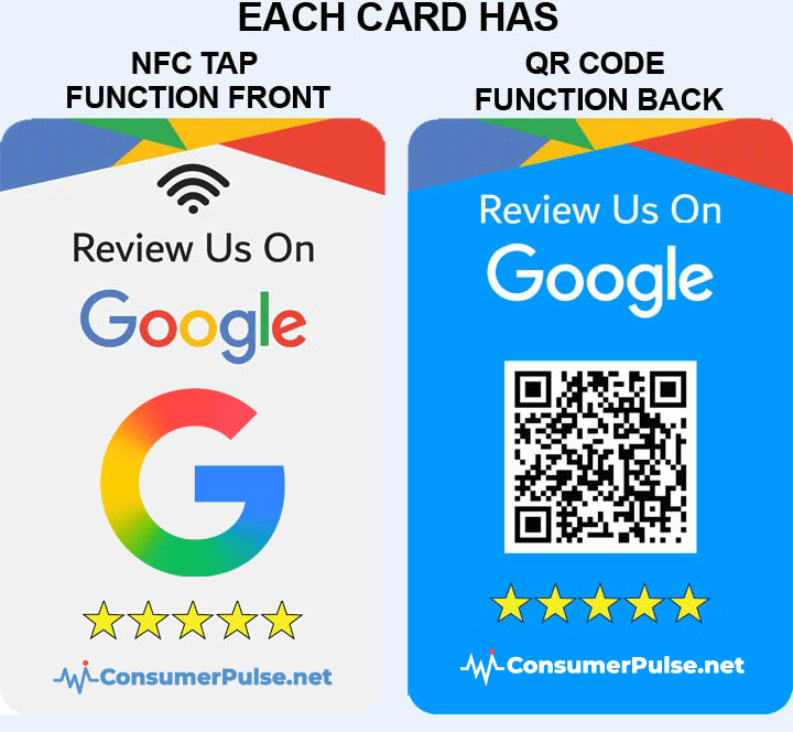 one nfc tap card for google review front and back